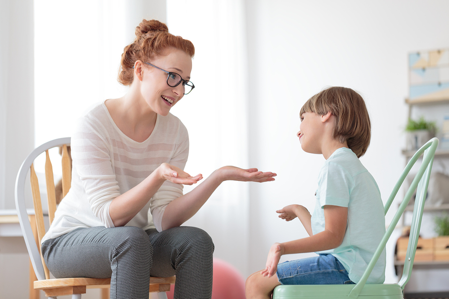 child receiving speech therapy for autism